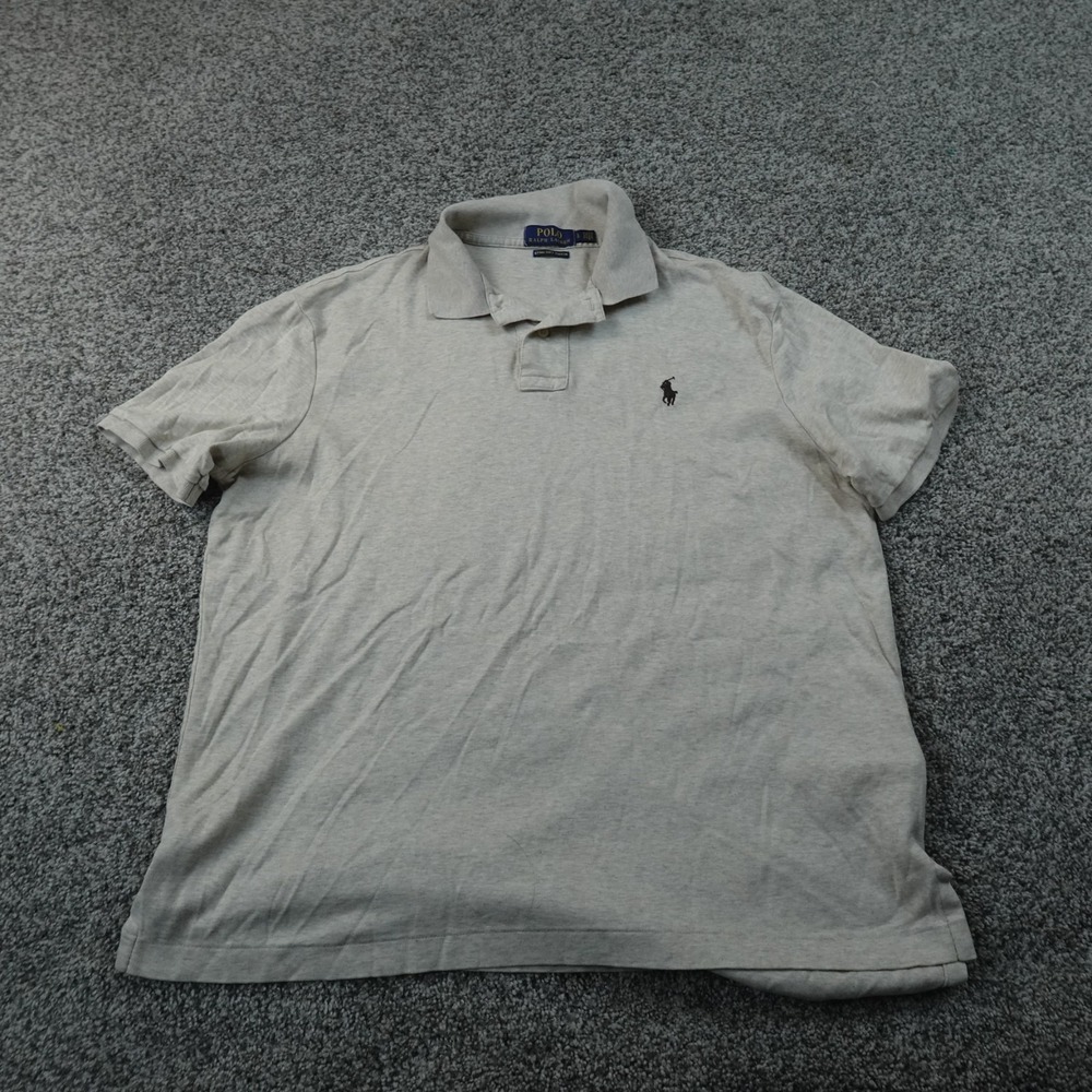 Ralph Lauren Polo Shirt Mens L Beige Gray Pima Soft Touch Short Sleeve Pony Golf